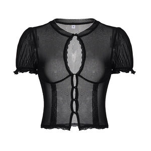 Nouvelle Collection Été 2026 – T-shirt Femme Y2K en Dentelle et Résille Transparente à Manches Bouffantes – Top Sexy et Tendance pour Dames – Vente en Gros - Product Image 6