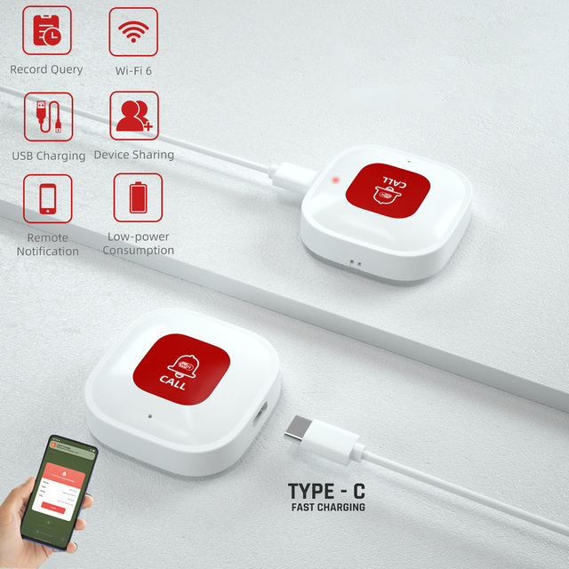 LEDEAST CF101W Tuya WiFi Smart SOS Call Button Call the Caregiver Urgently Emergency Call Button for Elderly Patient