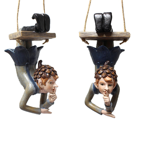 Figurine de garçon en <span class=keywords><strong>noyer</strong></span>, ornements d'arbre en résine bon marché, décoration de jardin, Sculpture de garçon en <span class=keywords><strong>noyer</strong></span> de jardin féerique en résine, Offre Spéciale - Product Image 1