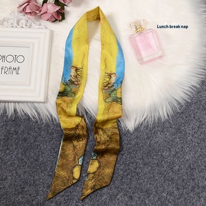 Foulard de poignée de sac 95x5cm en polyester, motif abstrait Van Gogh Champ de blé et Ciel étoilé, imprimé mode, été, vente en gros - Product Image 6