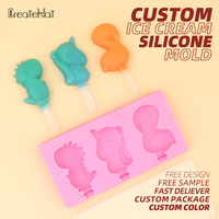 Chine gros 3D crème glacée moule Popsicle moule avec couvercle avec bâton en plastique été bricolage dessin animé Animal Popsicle Silicone moule