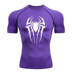 T-shirts de compression à manches courtes pour hommes, imprimé araignée, soutien musculaire, respirants, séchage rapide, ajustés pour le yoga et le cyclisme - Product Image 4