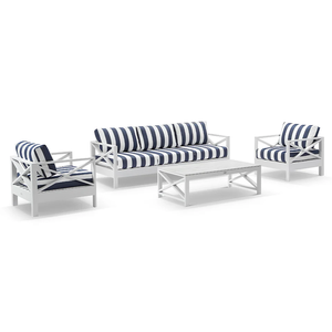Poolside Coastal Style Outdoor Lounge Set 3 Seater <b>2</b> Armchairs Cushion with Coffee <b>Table</b> Yc-bg-m-a3924 Aluminum Frame - Product Image 4