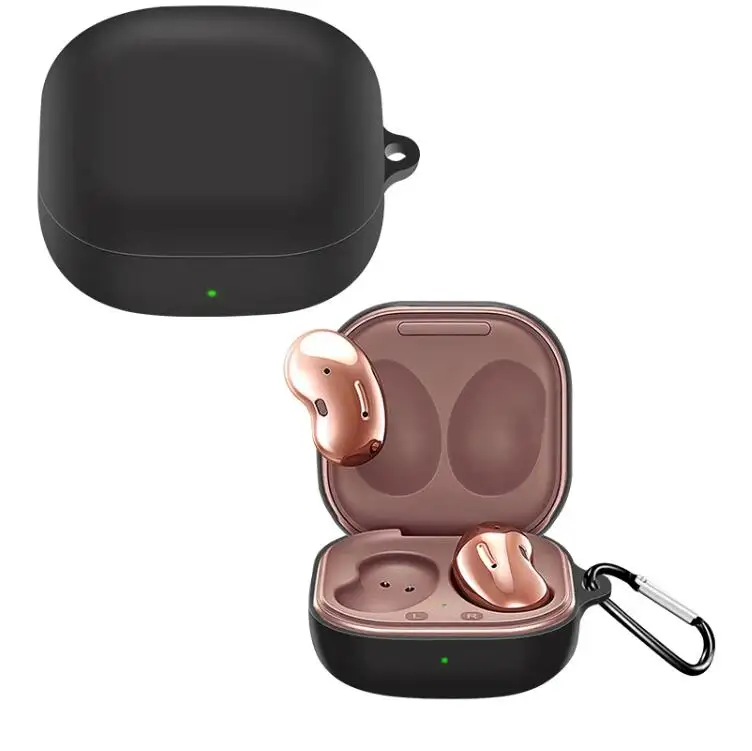 Silicone Full Protection Cover Earphone Headphone Shell Case for Galaxy Buds 2 Live Pro with Carabiner