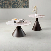 Table console ronde de style nordique en métal robuste et durable avec dessus en pierre frittée petite table basse pour bureau à domicile