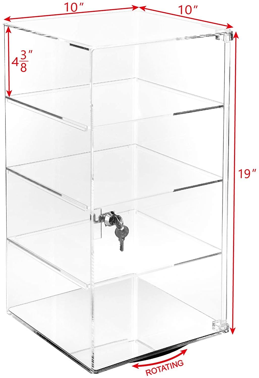 Vitrine Acrylique Avec 3 étagères – 30x15x40 Cm – Verrouillable – Présentation Sécurisée