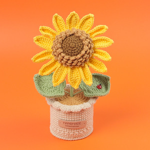 Plante en pot de tournesol multicolore Crochet Grande décoration florale tricotée en laine pour l'obtention du diplôme Pot de fleurs <span class=keywords><strong>coccinelle</strong></span> Halloween - Product Image 4
