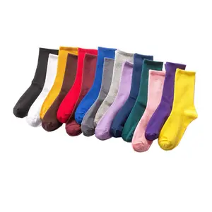 Tianshanxin — chaussettes tubulaires en pur coton pour femmes, chaussons féminins, avec logo OEM, de couleur unie, design personnalisé, 18 couleurs, à la mode coréenne