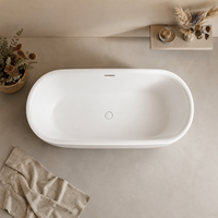 Baignoire ovale autoportante blanche brillante pour rénovation de salle de bain domestique, de 130 cm à 180 cm, profondeur 58 cm