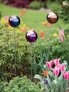 Boule en acier inoxydable de taille personnalisée, miroir de couleur, boule en acier métallique, ornement de jardin, boule décorative avec bâton, vente en gros - Product Image 4
