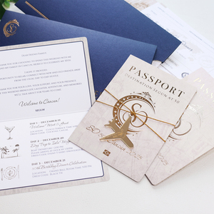Carte d'<span class=keywords><strong>invitation</strong></span> personnalisée pour anniversaire, mariage ou destination de <span class=keywords><strong>voyage</strong></span> avec pochette bleue - Product Image 1