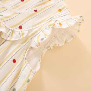 Pyjama en coton à col en v personnalisé pour femmes Robe de <span class=keywords><strong>nuit</strong></span> tachetée à rayures doux 100% coton décontracté été hiver automne printemps ODM approvisionnement - Product Image 5