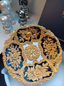 Ornate Cobalt Blue Gold Embossed Floral Porcelain <b>Wall</b> <b>Decor</b> <b>Plate</b> Luxury Baroque Style Art Dish <b>For</b> Display - Product Image 6