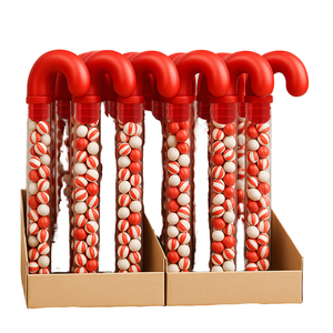 Toy Red PET Clear <b>Candy</b> <b>Cane</b> Tubes with Red Topper for Lollipops and <b>Christmas</b> Decorations - Product Image 1