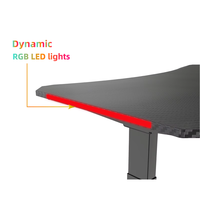 Bureau de jeu électrique réglable en hauteur sur mesure avec éclairage RGB, ergonomique, motorisé, pour bureau à domicile, table d'ordinateur relevable en carbone