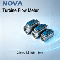 Medidor de Flujo de Turbina de Acero Inoxidable y Aluminio NOVA de 1/1.5/2 Pulgadas para Diésel, Gasolina, Metanol y Agua