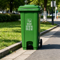 Poubelle commerciale en plastique HDPE de 240 litres, imperméable, écologique, avec roues, poubelle à pédale pour restaurant, poubelle à déchets