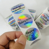 Etiquetas Autoadhesivas de Lámina Plateada Holográfica, Pegatinas Anti-Falsificación para Protección de Marca