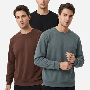 Sudadera de punto para hombre, cuello redondo, corte regular, color liso, 100% algodón polar, antiencogimiento, para uso casual de otoño - Product Image 1