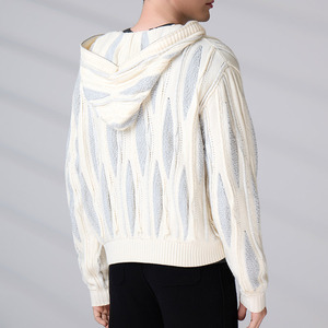 OEM ODM Long Sleeve Knitted Tops Autumn Winter Zipper <b>Cardigan</b> <b>Sweater</b> Jacket Casual Outdoor Men's Hooded - Product Image 5