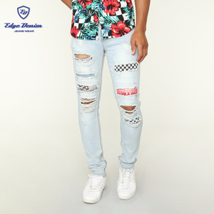 Venta al por mayor nuevo estilo de moda de cierre de botón Hombre Vaqueros parches Pantalones de niño pantalones de mezclilla - Product Image 6