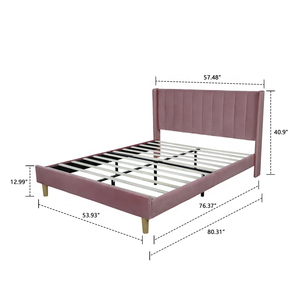 Rosa principessa bambini camera da letto <span class=keywords><strong>ragazze</strong></span> camera da letto bambini tappezzeria letto singolo con <span class=keywords><strong>gambe</strong></span> in legno - Product Image 5
