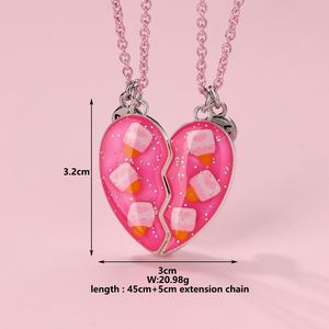 Collier pendentif cœur magnétique lumineux en émail pour couples, meilleurs amis pour toujours, collier BFF pour enfants - Product Image 6
