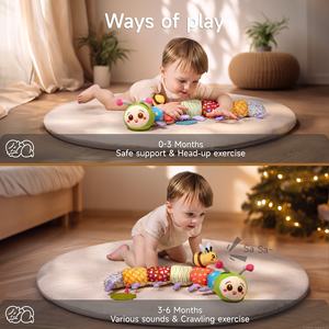Tumama niños juguetes educativos de peluche colorido abeja retráctil Sasa sonidos sonajero de peluche lindo oruga tiempo de barriga juguetes para bebés - Product Image 6