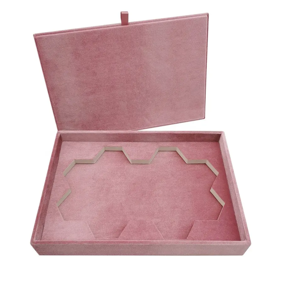 Stock Jewelry display tray Velvet Ring jewelry Packaging box With lid Cover ring tray display for hexagoal ring box