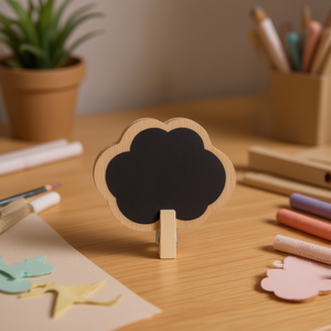 Lavagna in legno ILAN con clip 8,5x8,5 cm a forma di nuvola per artigianato e decorazioni - Product Image 3