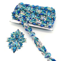 2026 Carnaval de Sainte-Lucie Bordure en strass en résine AB bleue, applique en cristal thermocollante pour la décoration de costumes de carnaval