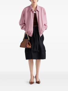 Leduo Customized Women's Pink Cotton Blend Zip-Up Harrington Jacket with Turn-<b>Down</b> Collar for Womens - Product Image 2