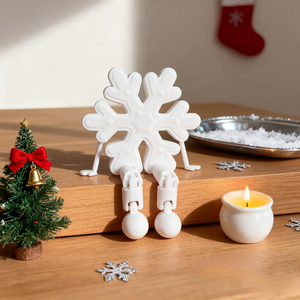 Fiocco di Neve Natalizio Stampato in 3D in Plastica, Statuetta Decorativa con Articolazioni Mobili - Product Image 1