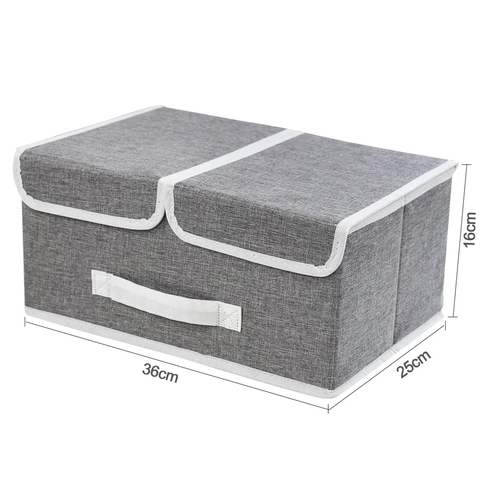 Newest decorative 300D Polyester Linen Closet Organizer Folding houseware Storage Boxes with lid