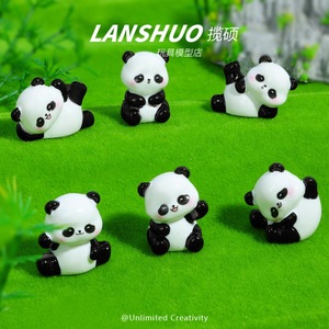 Lanshuo Resin Panda Figurine Cute Animal Shape Desktop Decoration Artistic Craft <b>Ornament</b> Home Decor DIY Accessories - Product Image 3