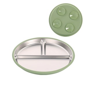 Vente flash Plateau en acier inoxydable 304 avec base d'aspiration en silicone <span class=keywords><strong>Assiette</strong></span> en acier inoxydable pour bébé avec base d'aspiration en silicone - Product Image 2