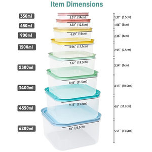 8 gói cầu vồng màu Stackable nhà bếp thực phẩm lưu trữ bát nhiều màu nhựa lưu trữ bát có nắp đậy - Product Image 2