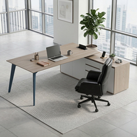 Bureau de direction, poste de travail de direction, table d'ordinateur en bois avec port USB et tiroirs pour mobilier de patron