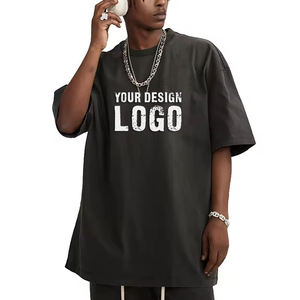 Camiseta Casual de Calle para Hombre, de Media Manga, Hombros Caídos, Holgada, de Alta Calidad, 270G, Algodón, Lavado Vintage, Talla Grande - Product Image 5