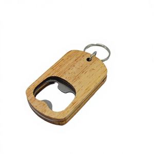 Stock US, livraison rapide, 50 pièces/boîte, ouvre-bouteille plat en bois avec noyau en acier inoxydable, porte-clés - Product Image 4