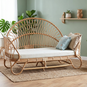 Cama moderna Bahama con cabecero de ratán Simple Marco de madera de teca Ratán tejido con acabado natural Almacenamiento Dormitorio Uso doméstico - Product Image 2