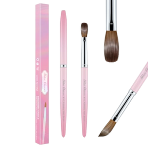 Pure Kolinsky Oval Nail Brush Pink Plastic Handle <b>Natural</b> Hair Acrylic Gel <b>Painting</b> Brush Private Label - Product Image 1