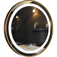 Miroir de salle de bain intelligent de luxe style influenceur avec éclairage LED, anti-buée, affichage de l'heure, commande tactile, en acier inoxydable et alliage d'aluminium
