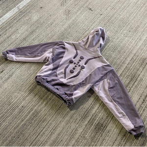 <span class=keywords><strong>Felpa</strong></span> con Cappuccio Crop Top in Cotone 100% <span class=keywords><strong>Viola</strong></span> con Stampa a Rilievo e Patchwork per Uomo, Streetwear <span class=keywords><strong>Oversize</strong></span> con Logo Personalizzato - Product Image 2