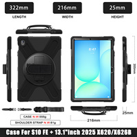 Étui de tablette en silicone antichoc à 3 couches pour Samsung Tab S10 FE Plus 13.1 X620/X626B avec béquille rotative à 360 degrés