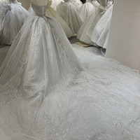 Robe de mariée vintage royale Jancember pour femme, style moderne avec traîne chapelle, ornée de cristaux et d'appliques en dentelle
