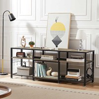 Support TV pour téléviseurs jusqu'à 70 pouces avec étagères de rangement ouvertes à 3 niveaux Crochets pour salon, chambre et salle de jeux