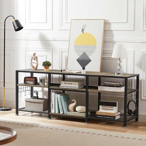 Support TV pour téléviseurs jusqu'à 70 pouces avec étagères de rangement ouvertes à 3 niveaux Crochets pour salon, chambre et salle de jeux - Product Image 5