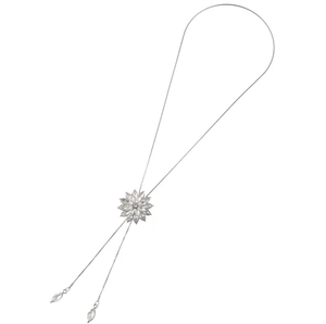 Collier Lariat Fleur de Cristal, Collier Long Ajustable Plaqué Argent pour Femme - Product Image 1