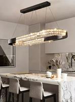 Lampe suspendue LED personnalisée en acier inoxydable avec cristaux, réglable 3 couleurs, angle de faisceau de 180 degrés, haute luminosité, pour table à manger